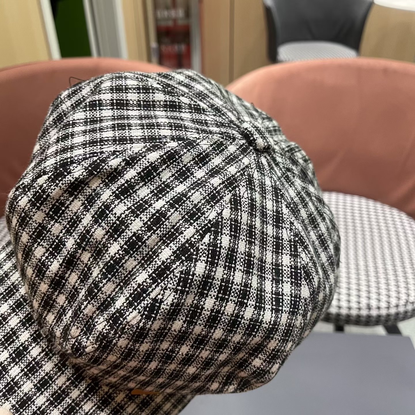 Lv路易威登 日韩系格纹八角帽女休闲复古时尚百搭贝雷帽渔春秋夏季文艺画家帽