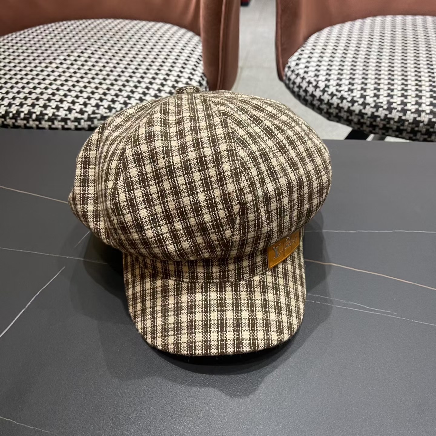 Lv路易威登 日韩系格纹八角帽女休闲复古时尚百搭贝雷帽渔春秋夏季文艺画家帽