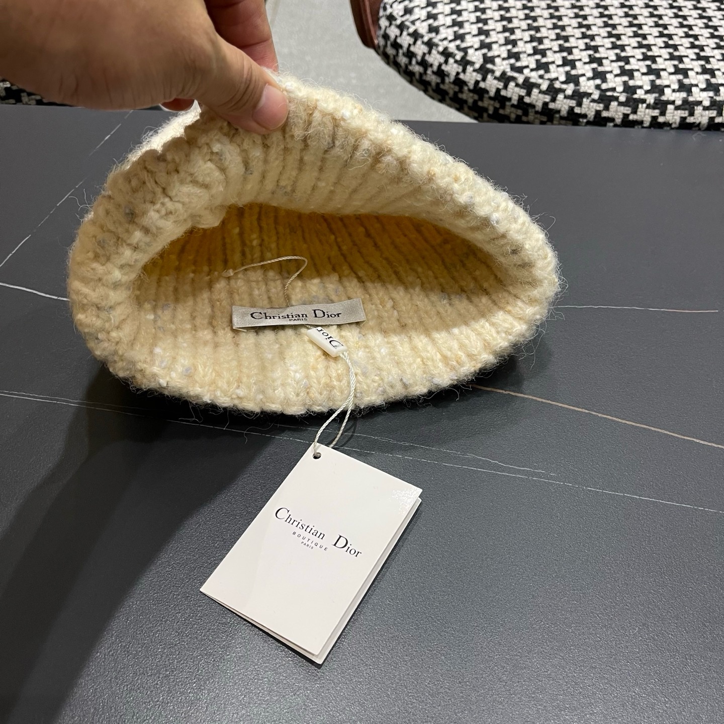 DIOR迪奥针织帽子女冬季复古百搭显脸小毛线帽大头围保暖冷帽
