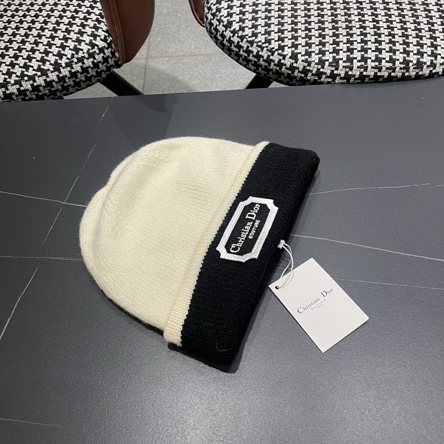 Dior迪奥 新款羊毛双面戴堆堆帽子女秋冬韩版 休闲保暖毛线帽护耳针织帽百搭