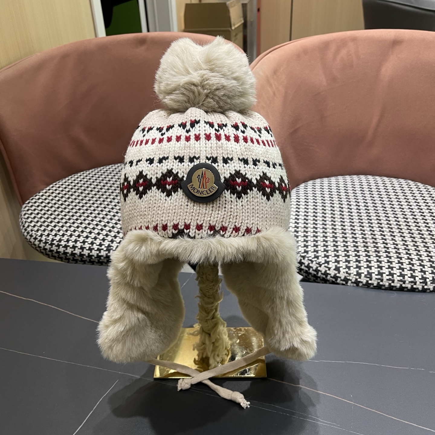 NO:604920,MONCLER (Mongolian mouth) winter thickened and velvet warm Lei Feng hat women's knitted jacquard pattern ear protection hat Northeast cold-proof versatile casual hat fisherman hat baseball cap knitted hat, hat, Moncler, espadrilles, hats19860909MONCLER（蒙口）冬季加厚加绒保暖雷锋帽子女针织提花图案 护耳帽东北防寒百搭休闲帽子渔夫帽棒球帽针织帽,帽子,Moncler,espadrilles,hats,hat