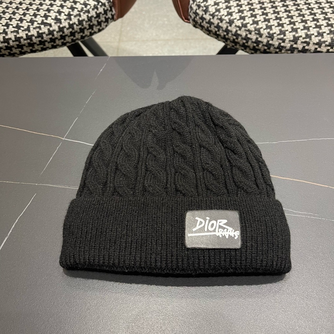 P110 迪奥2025冬款针织帽女D家冷帽保暖帽子菱格毛线帽男