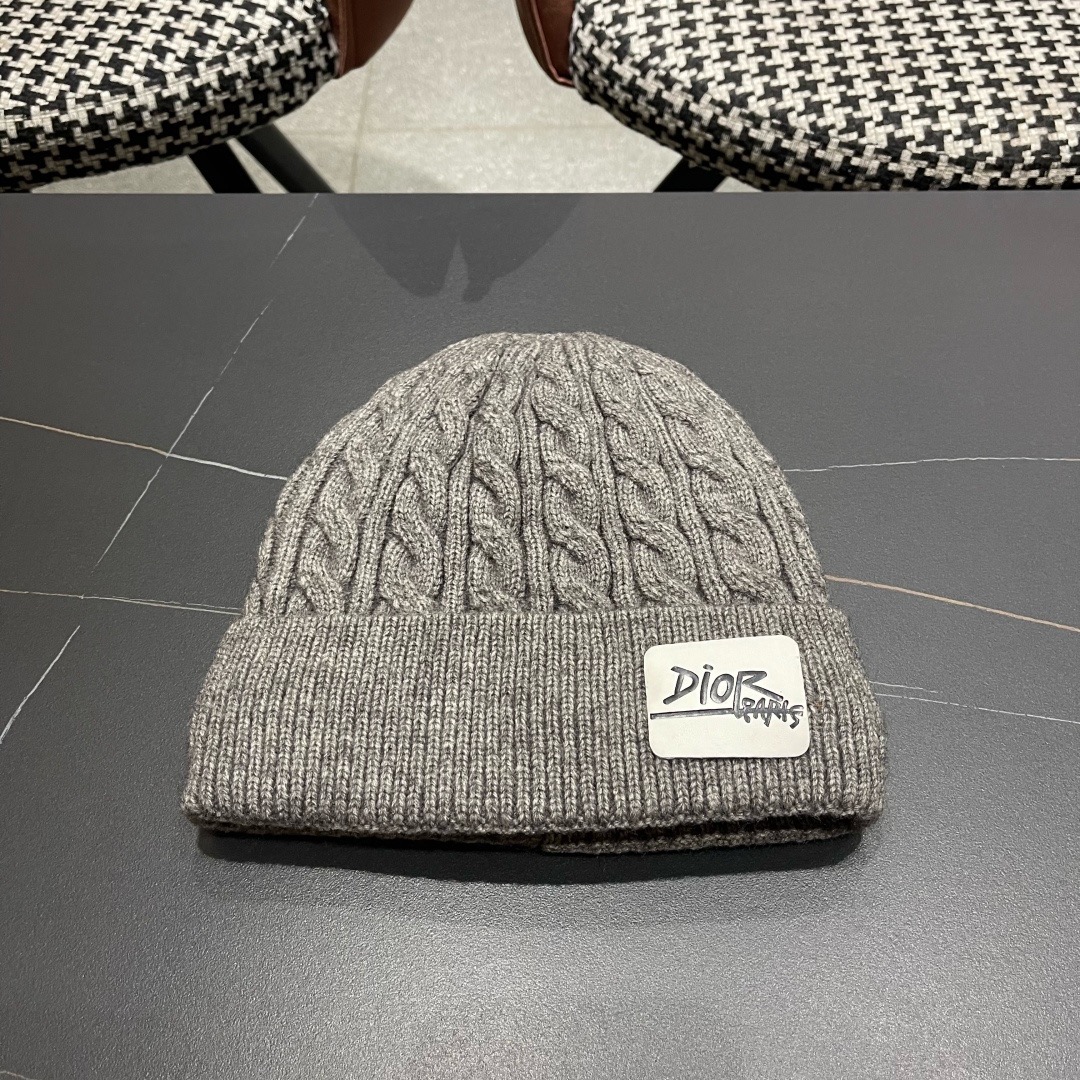 P110 迪奥2025冬款针织帽女D家冷帽保暖帽子菱格毛线帽男