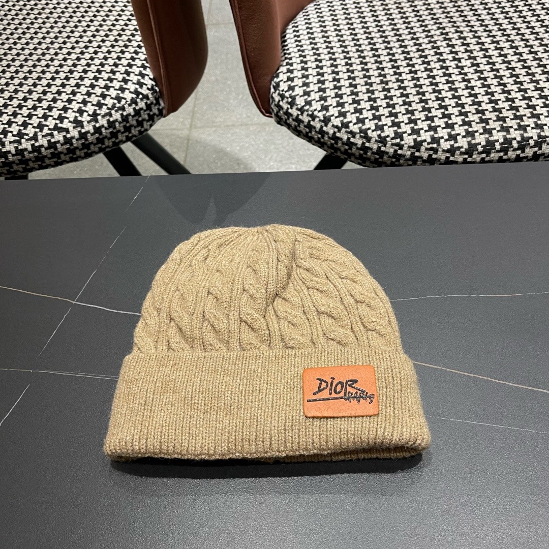 P110 迪奥2025冬款针织帽女D家冷帽保暖帽子菱格毛线帽男