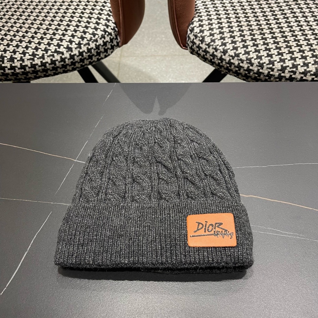 P110 迪奥2025冬款针织帽女D家冷帽保暖帽子菱格毛线帽男
