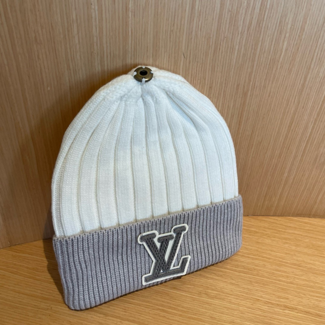 lv路易威登拼色毛线帽子女冬天时尚保暖潮流出街户外护耳针织帽