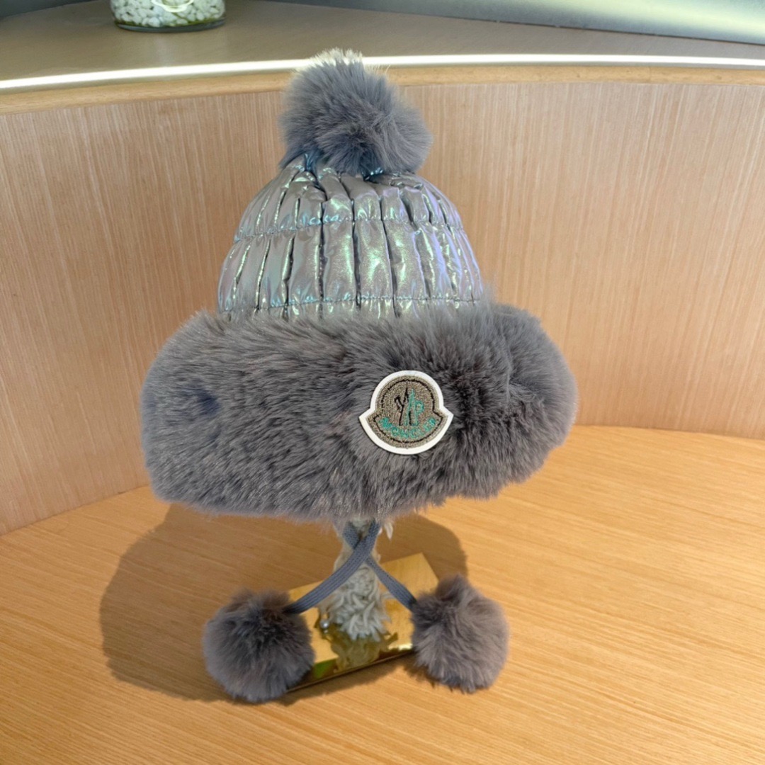 P120 moncler蒙口2025新款冬保暖羽绒加棉雷锋帽,加厚女防风寒护耳帽子东北加厚骑行帽