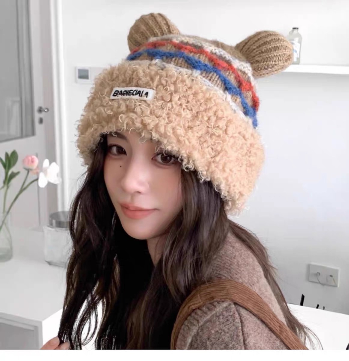 NO:617524,PRADA Prada Cute Bear Ears 2025 Autumn and Winter New Handmade Circle Wool Knitted Hat Women's Outdoor Sweet and Cute Baotou Hat Hat Fisherman Hat Baseball Cap Knitted Hat, Hat, prada, prada, espadrilles, hats19860909PRADA普拉达 可爱小熊耳朵2025秋冬新款手工圈圈毛针织帽女户外甜美可爱包头帽帽子渔夫帽棒球帽针织帽,帽子,prada,prada,espadrilles,hats,hat