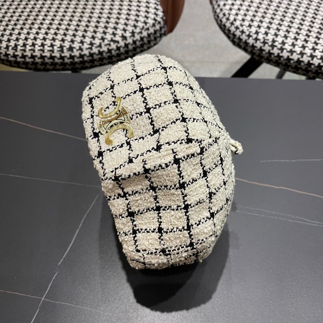 赛琳 CELINE 2025新款韩版格纹贝雷帽女秋冬百搭显脸小休闲画家帽潮八角帽