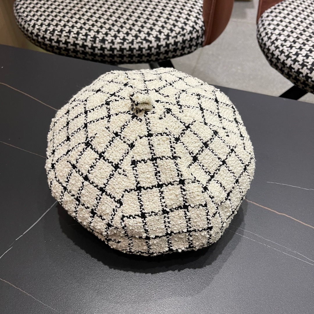 赛琳 CELINE 2025新款韩版格纹贝雷帽女秋冬百搭显脸小休闲画家帽潮八角帽