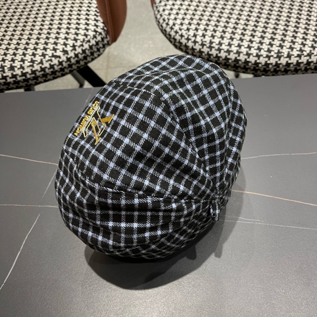 Lv路易威登 日系复古格子贝雷帽子女春秋季2025新款时尚百搭八角帽报童画家帽