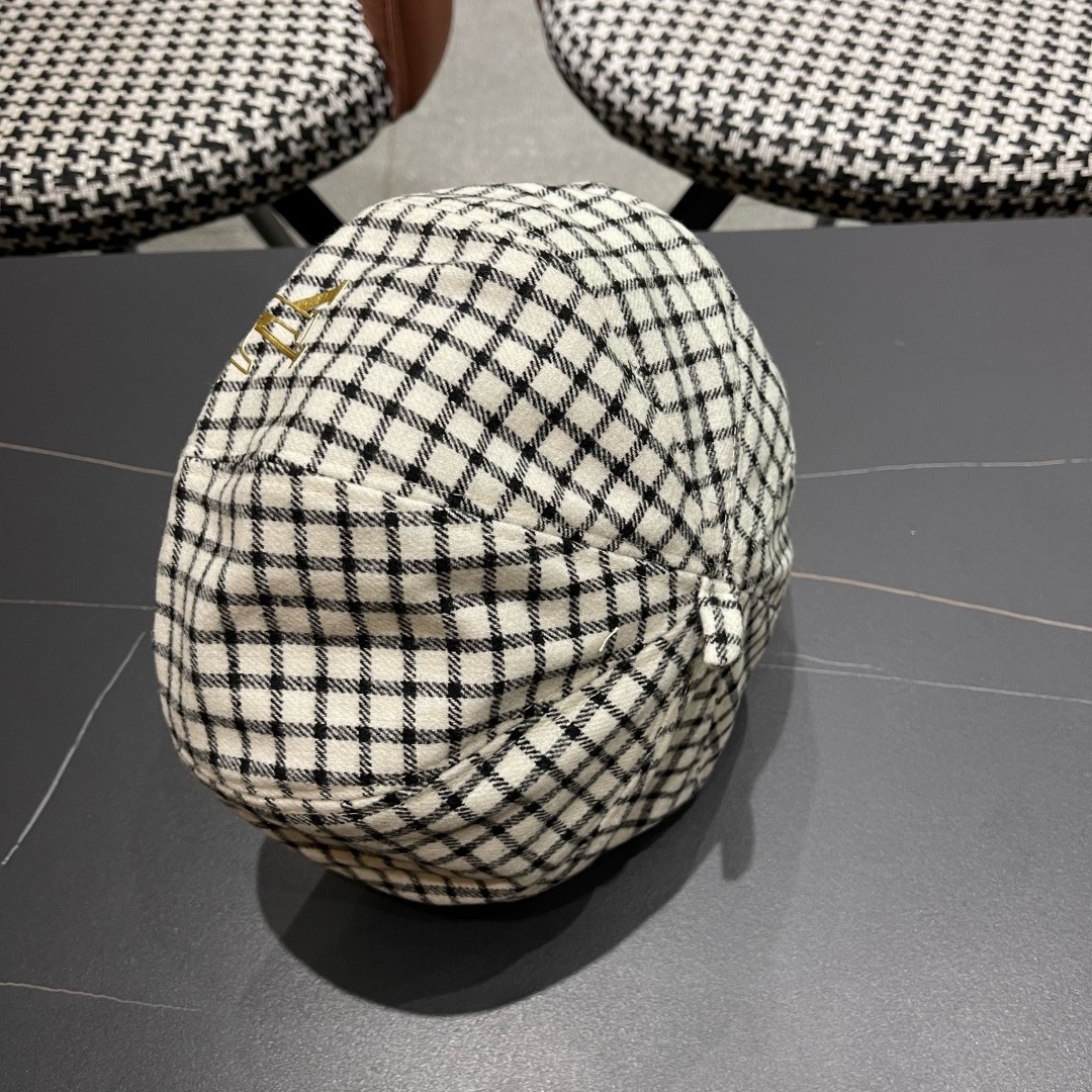 Lv路易威登 日系复古格子贝雷帽子女春秋季2025新款时尚百搭八角帽报童画家帽