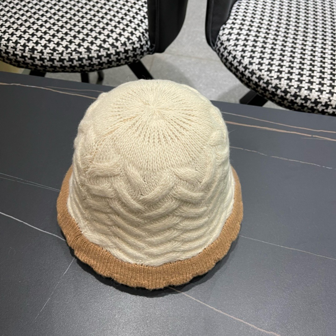 lv路易威登秋冬毛线渔夫帽百搭盆帽显脸小防晒遮阳帽水桶帽子