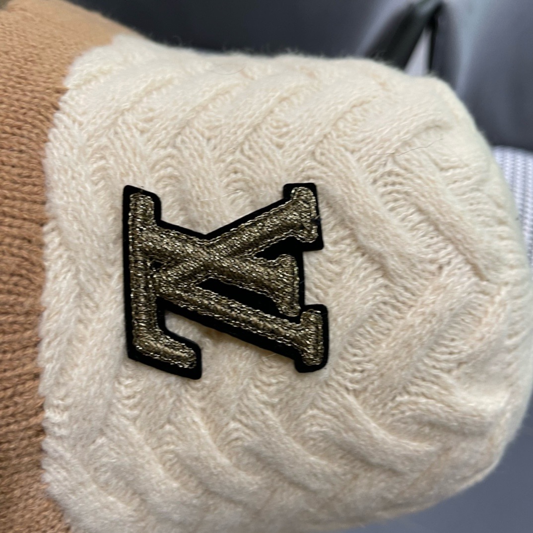 lv路易威登秋冬毛线渔夫帽百搭盆帽显脸小防晒遮阳帽水桶帽子