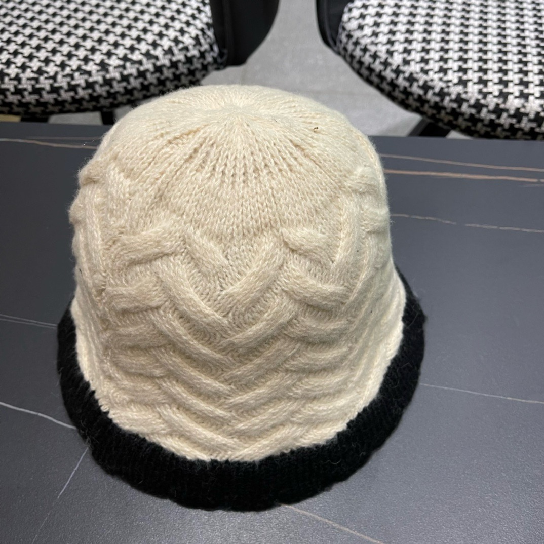 lv路易威登秋冬毛线渔夫帽百搭盆帽显脸小防晒遮阳帽水桶帽子