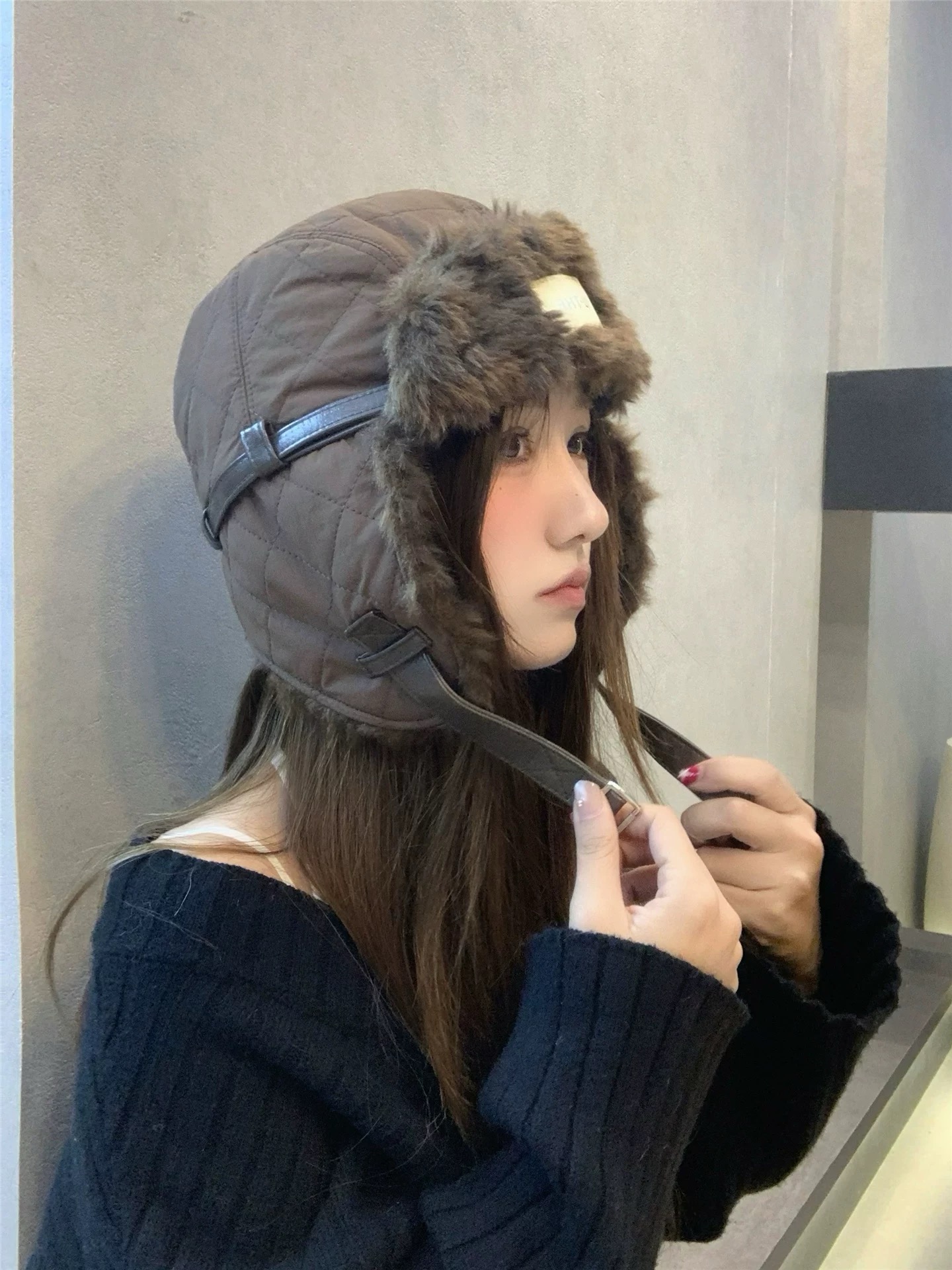 Lv路易威登 东北真买抗寒保暖雷锋帽女冬李加绒 加厚护耳飞行帽户外骑车滑雪帽