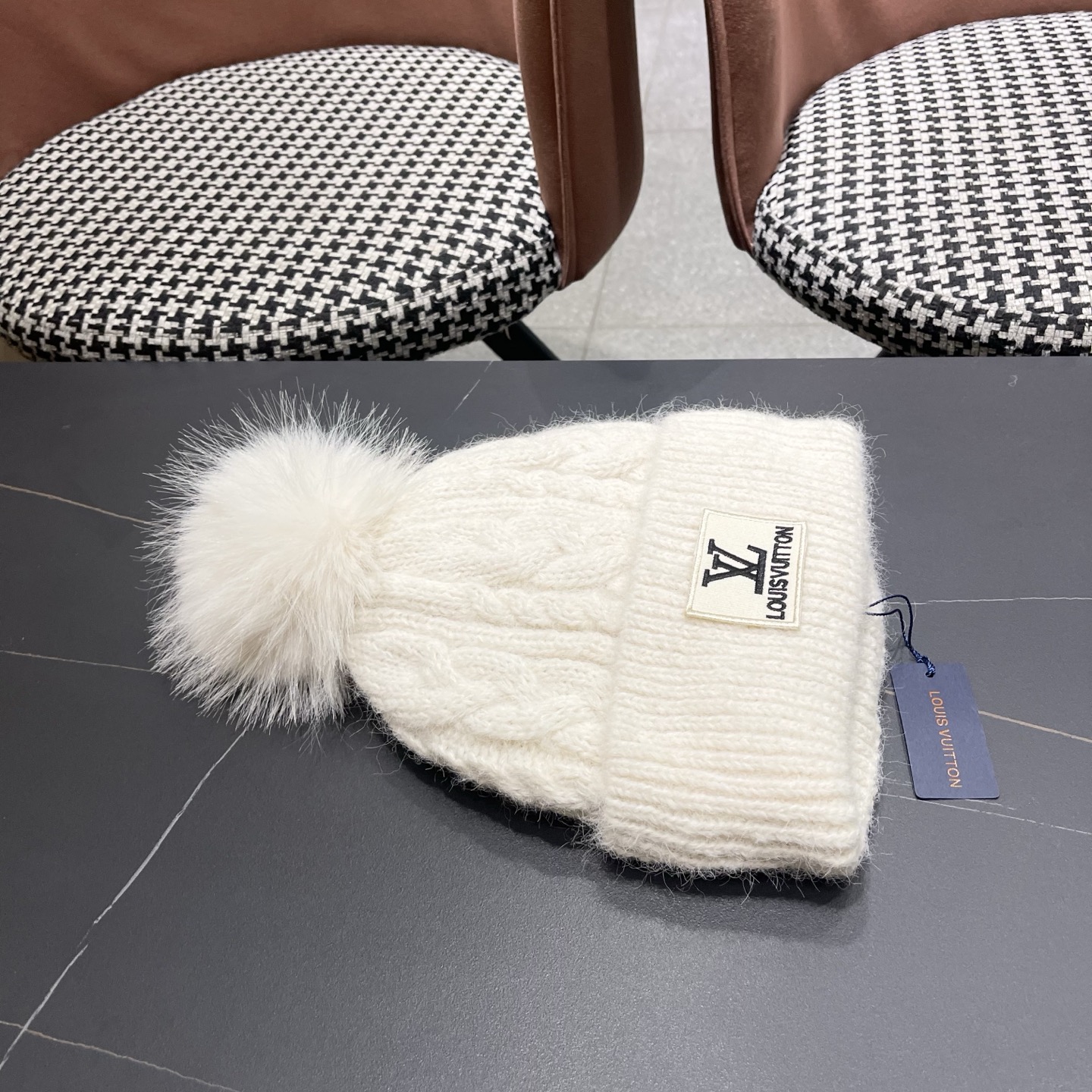 P85 Lv路易威登冬季帽子女保暖防寒带球毛线帽针织帽秋冬百搭骑车冬天月子帽时尚