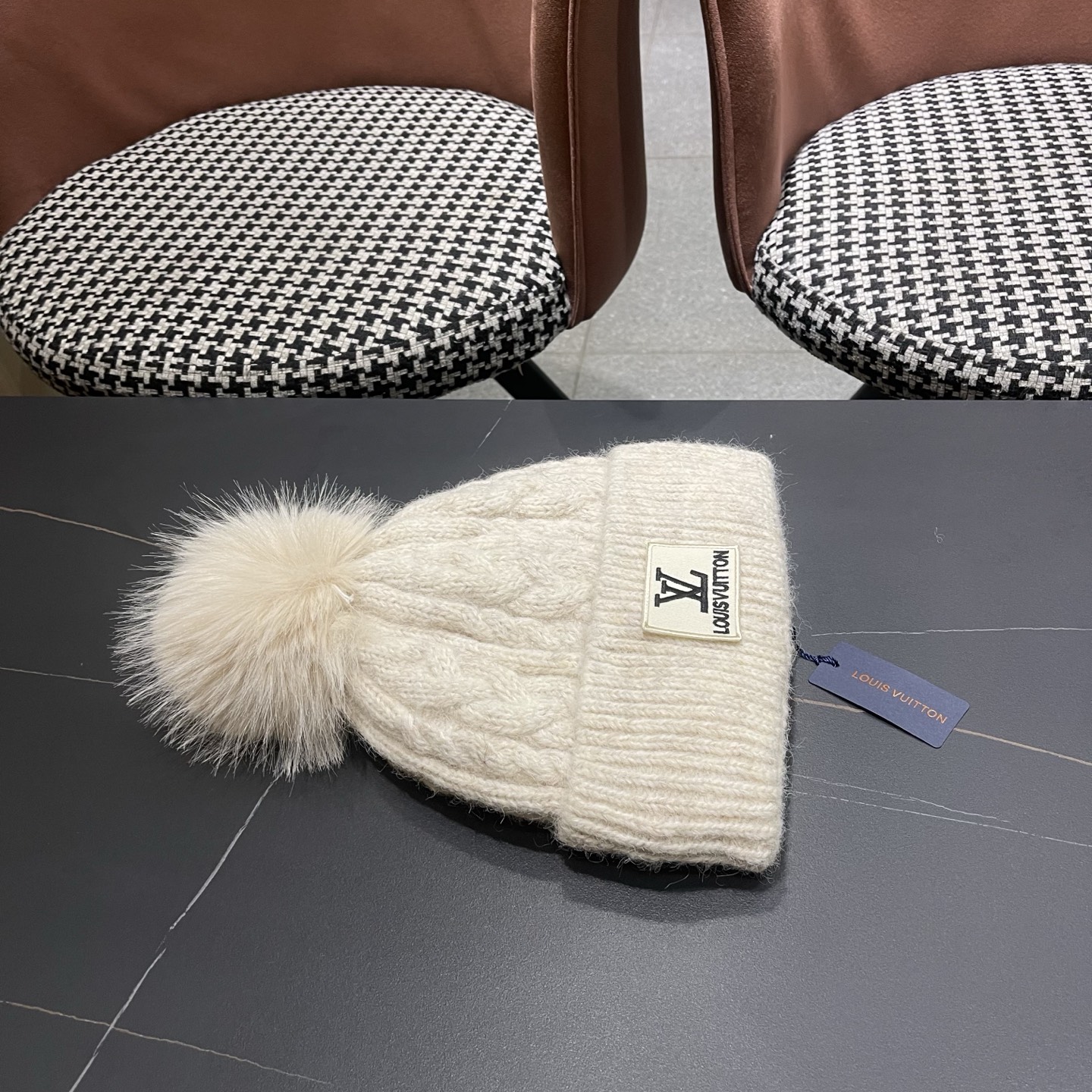 P85 Lv路易威登冬季帽子女保暖防寒带球毛线帽针织帽秋冬百搭骑车冬天月子帽时尚