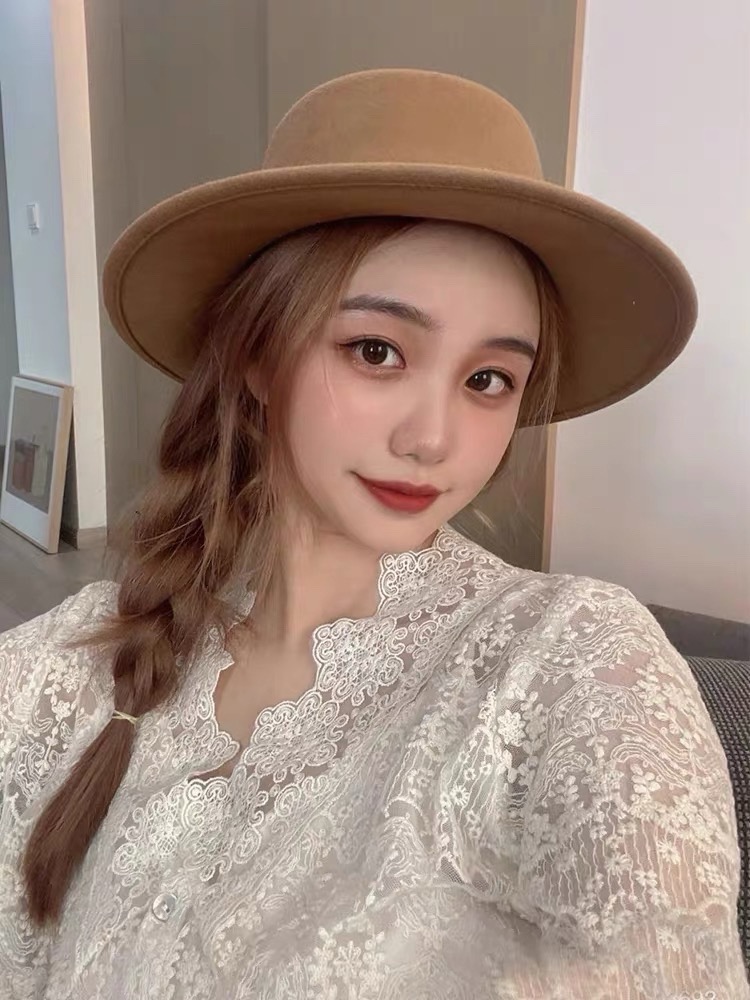 p115(蒙囗MONCLER】新款英伦礼帽女秋冬节法式复古平沿洋气时尚羊毛🐏呢帽子