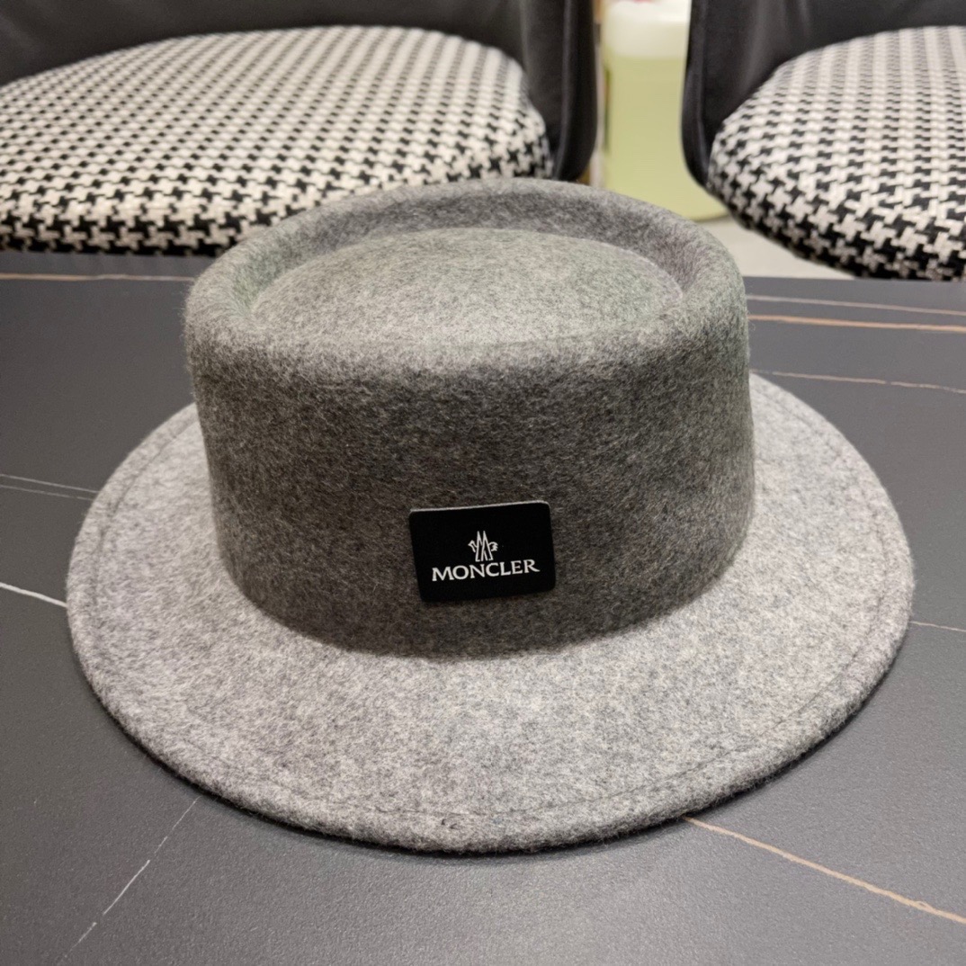 p115(蒙囗MONCLER】新款英伦礼帽女秋冬节法式复古平沿洋气时尚羊毛🐏呢帽子