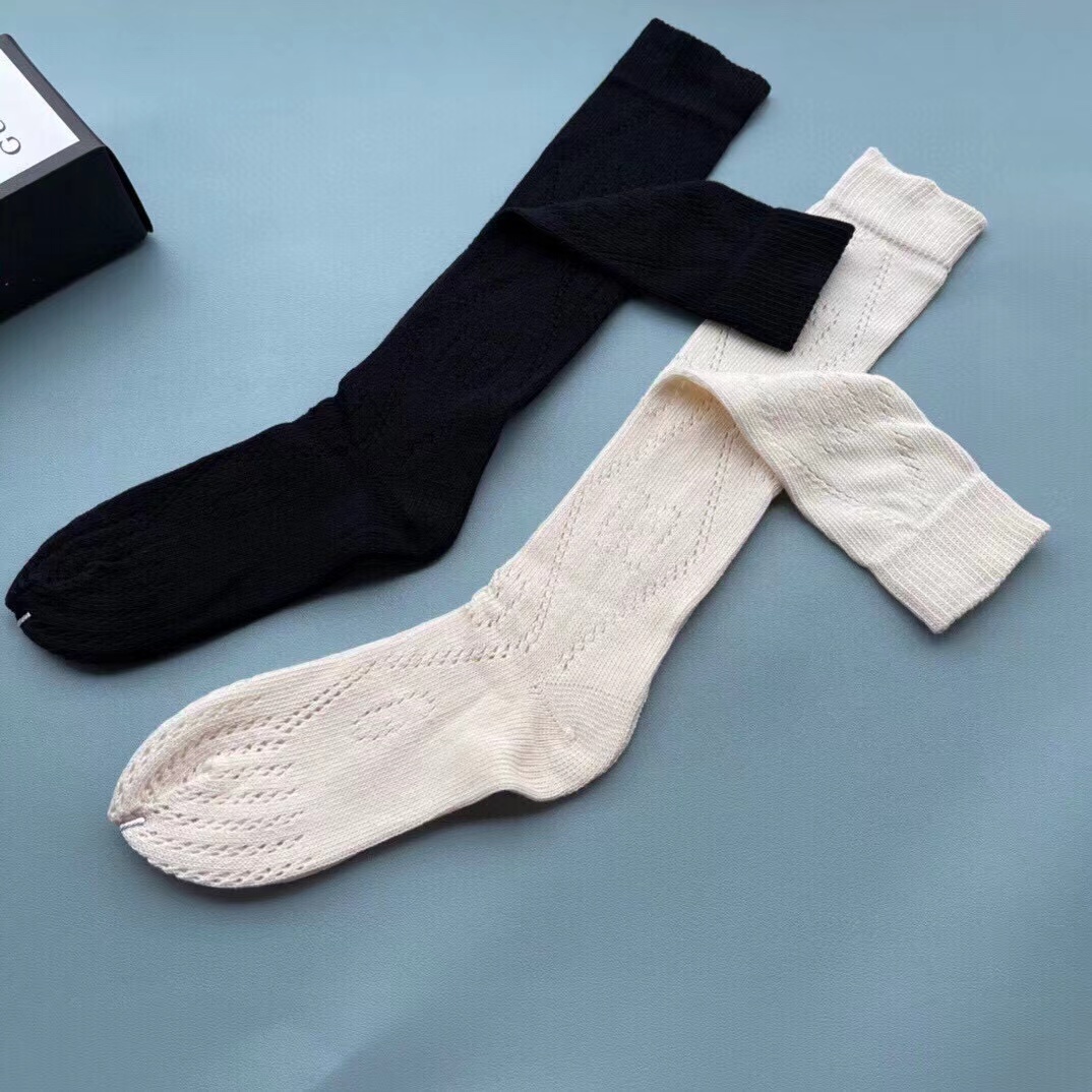 古奇Gucci 2025网眼镂空字母菱形格欧美走秀小腿袜复古网红ins潮牌女