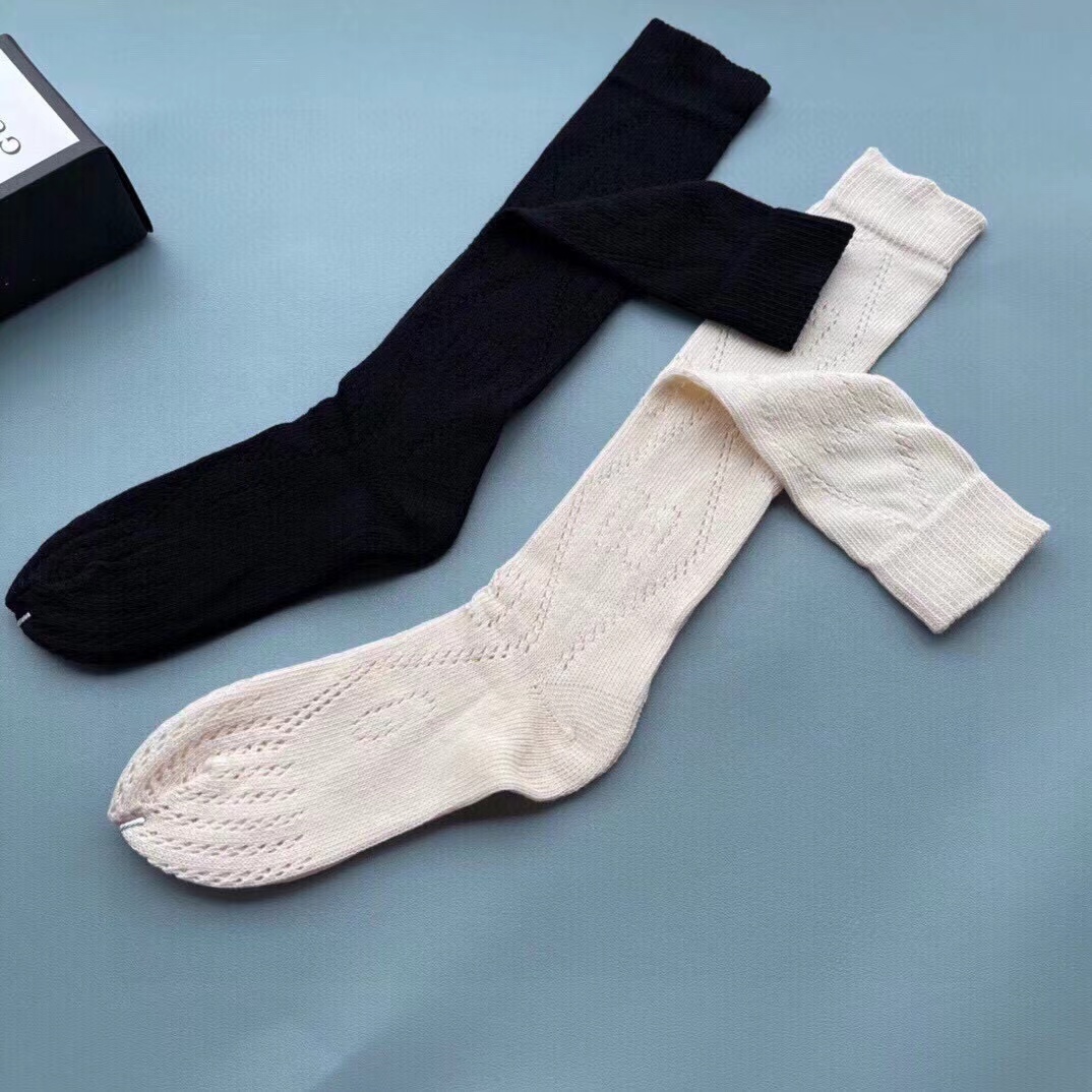 古奇Gucci 2025网眼镂空字母菱形格欧美走秀小腿袜复古网红ins潮牌女