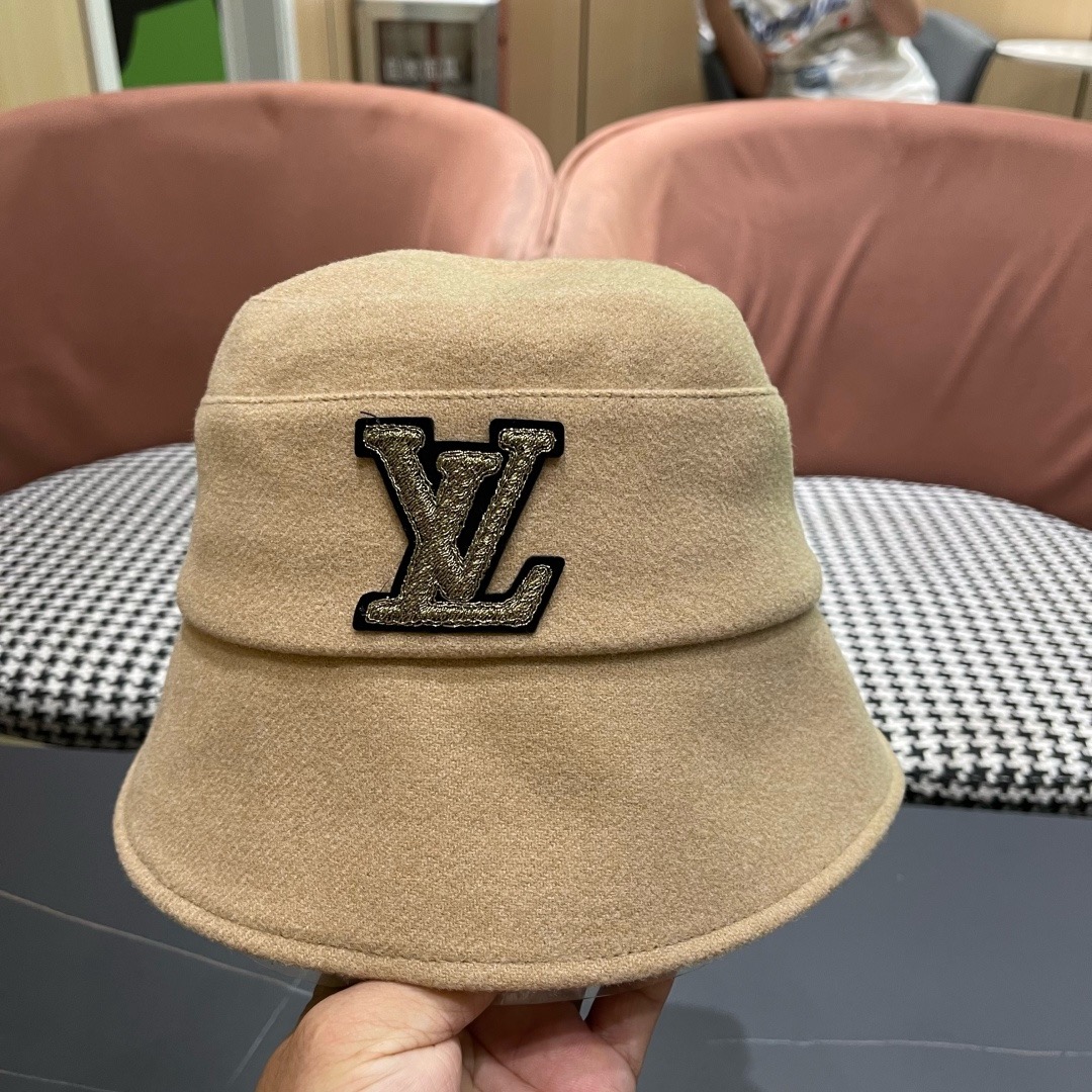 Lv路易威登渔夫帽女秋冬季新款毛绒冷帽子大头围显脸小加厚保暖鱼夫盆帽