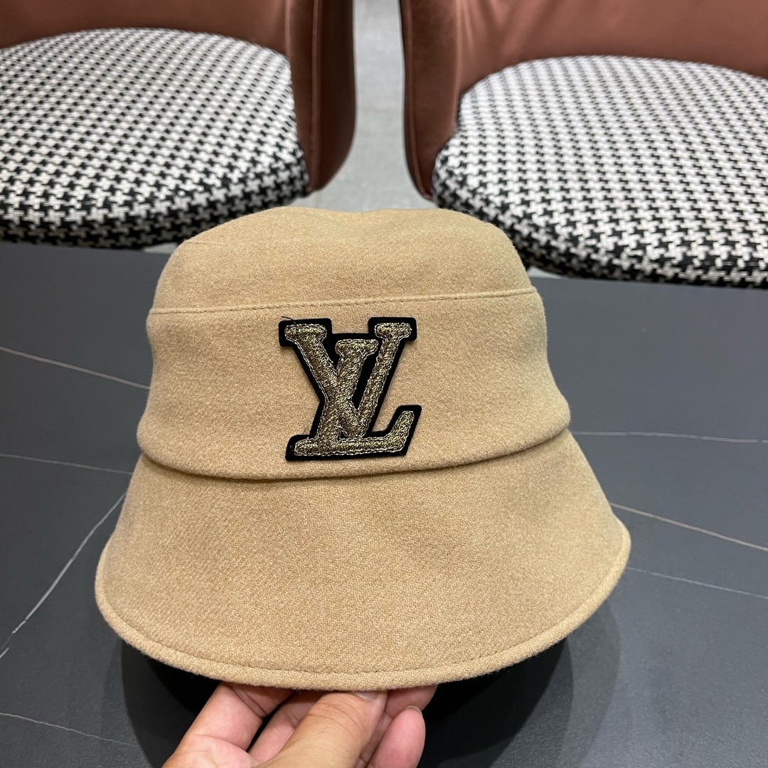 Lv路易威登渔夫帽女秋冬季新款毛绒冷帽子大头围显脸小加厚保暖鱼夫盆帽