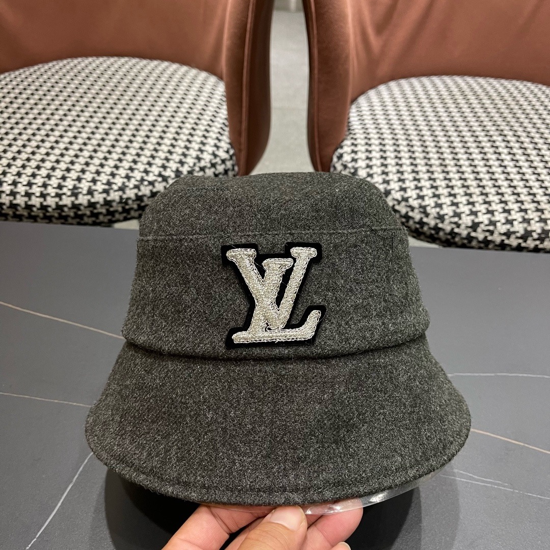 Lv路易威登渔夫帽女秋冬季新款毛绒冷帽子大头围显脸小加厚保暖鱼夫盆帽