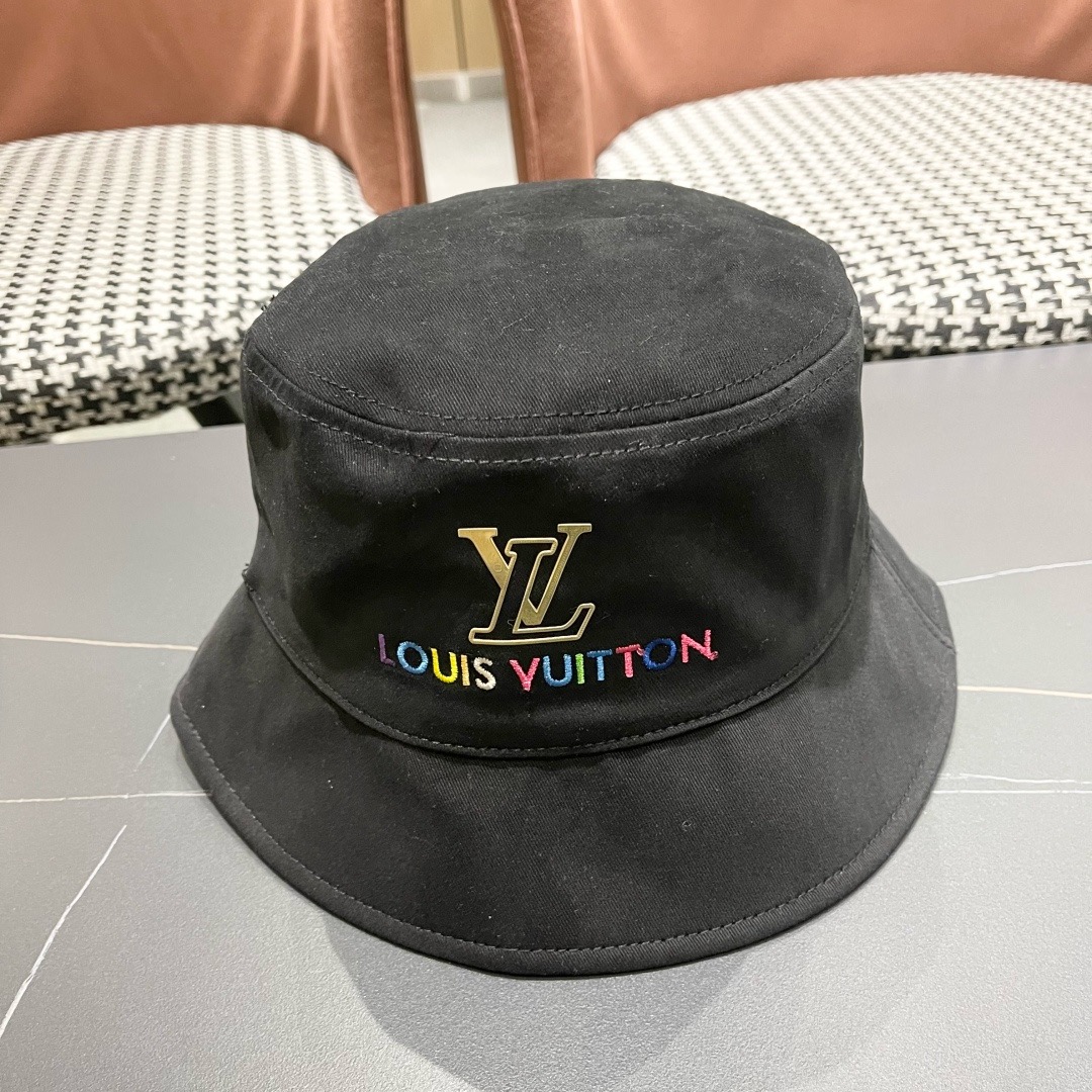 Lv 路易威登新新款渔夫帽女春秋百搭盆帽男休闲遮阳帽子潮牌字母刺绣