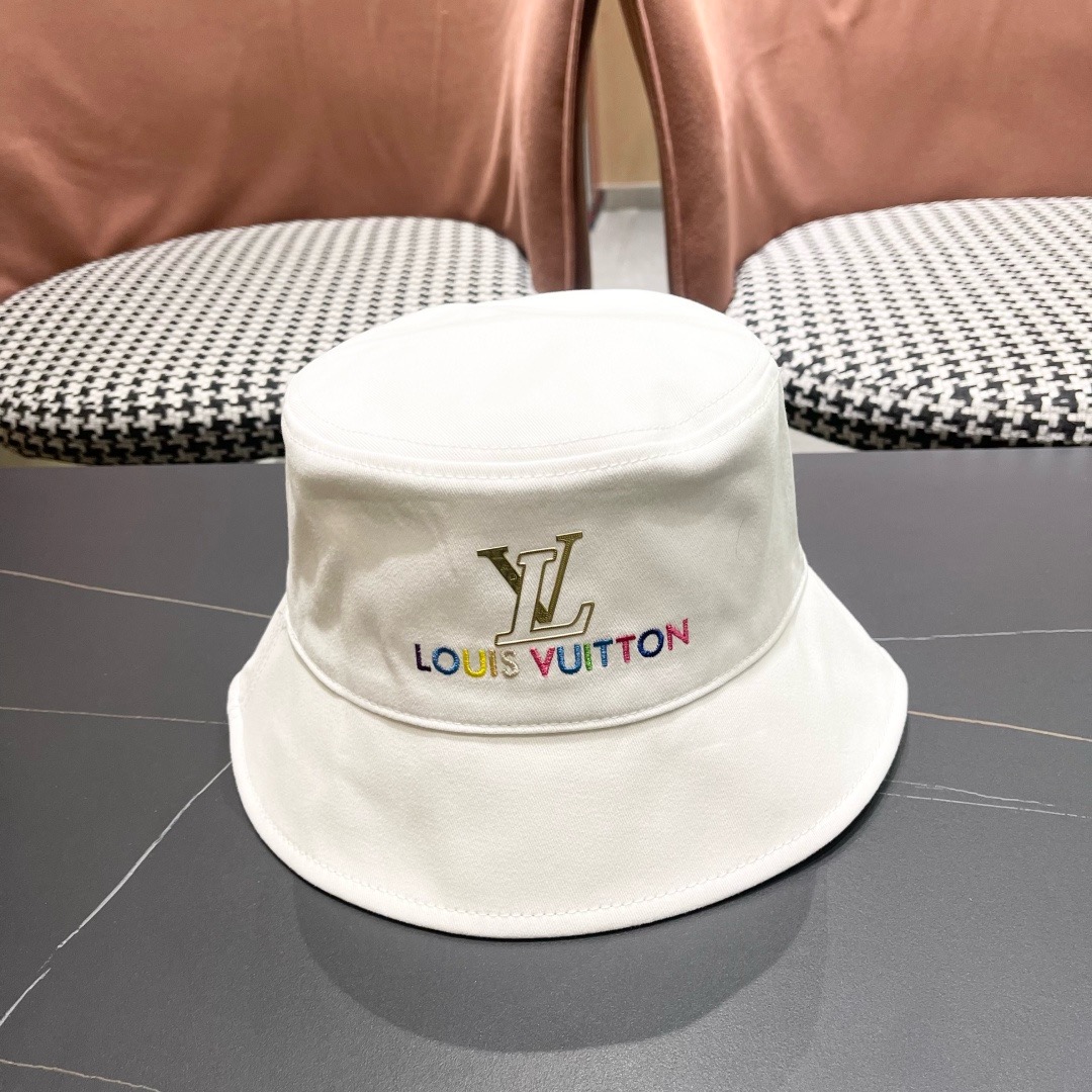 Lv 路易威登新新款渔夫帽女春秋百搭盆帽男休闲遮阳帽子潮牌字母刺绣