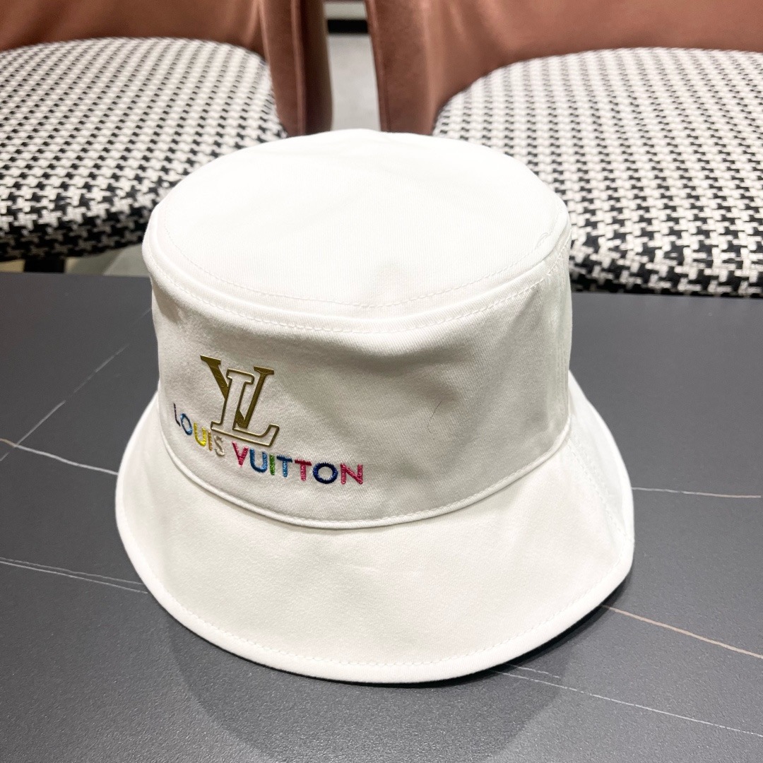 Lv 路易威登新新款渔夫帽女春秋百搭盆帽男休闲遮阳帽子潮牌字母刺绣