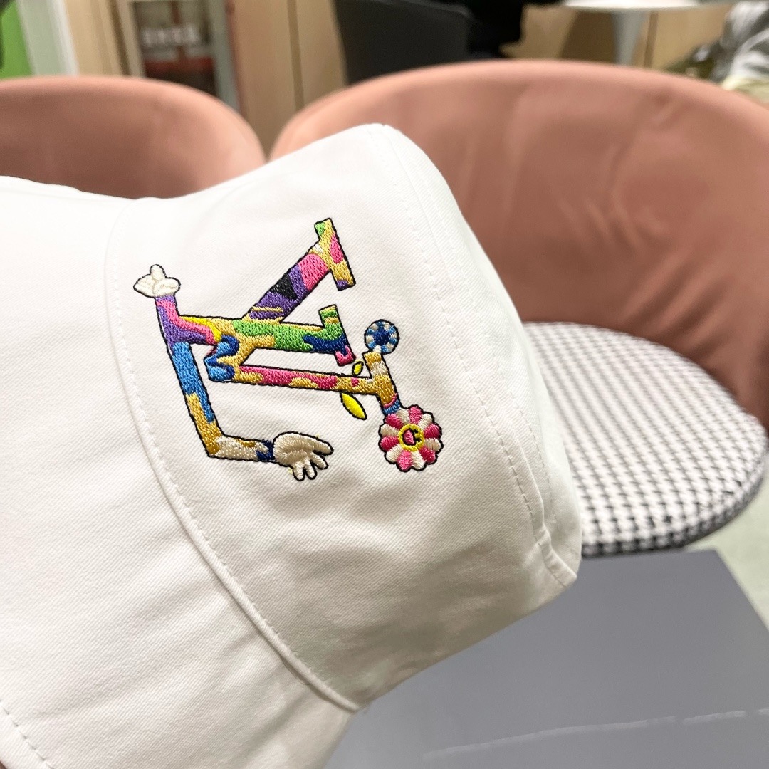 Lv 路易威登新新款渔夫帽女春秋百搭盆帽男休闲遮阳帽子潮牌字母刺绣