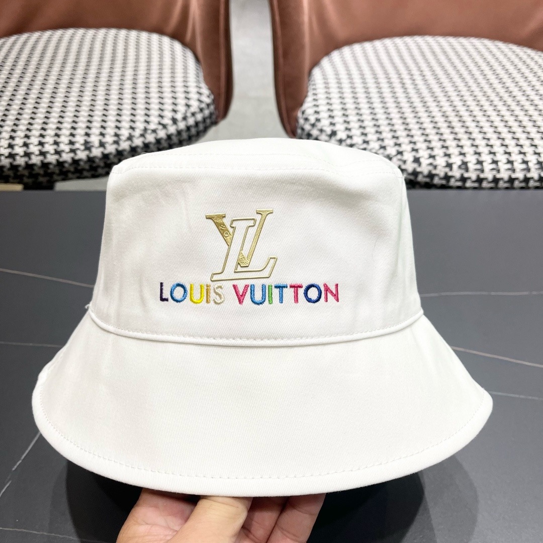 Lv 路易威登新新款渔夫帽女春秋百搭盆帽男休闲遮阳帽子潮牌字母刺绣
