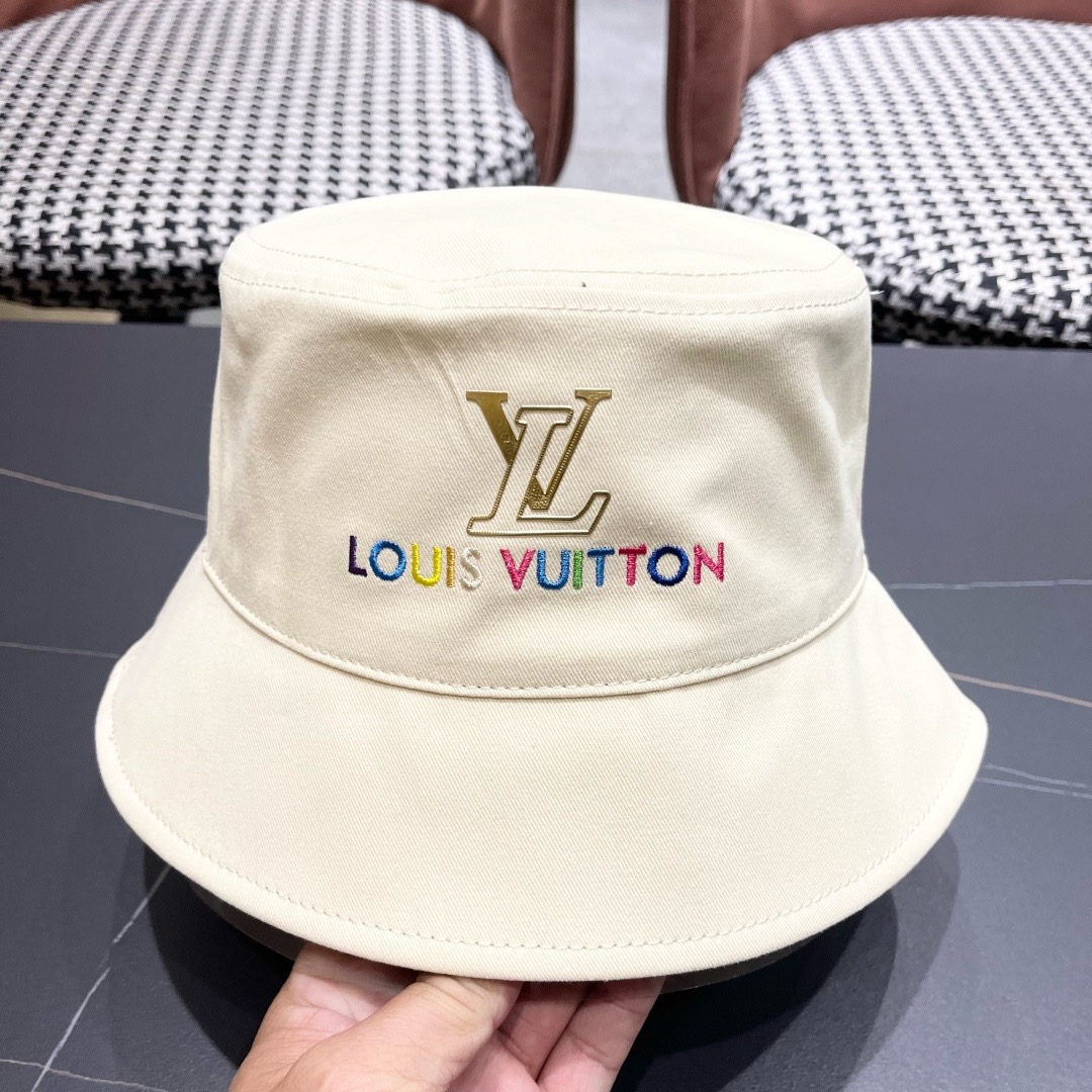 Lv 路易威登新新款渔夫帽女春秋百搭盆帽男休闲遮阳帽子潮牌字母刺绣