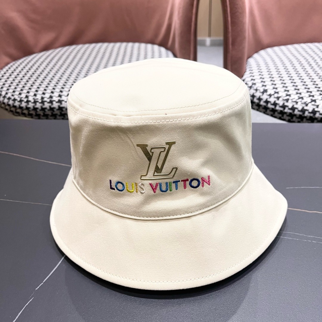 Lv 路易威登新新款渔夫帽女春秋百搭盆帽男休闲遮阳帽子潮牌字母刺绣