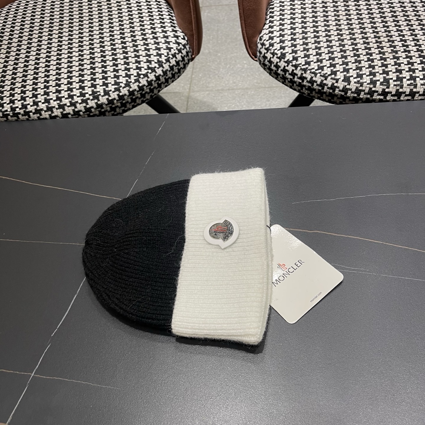 MONCLER（蒙口） 2026新款韩版拼色毛线帽女时尚百搭男女套头帽保暖针织帽子女冷帽