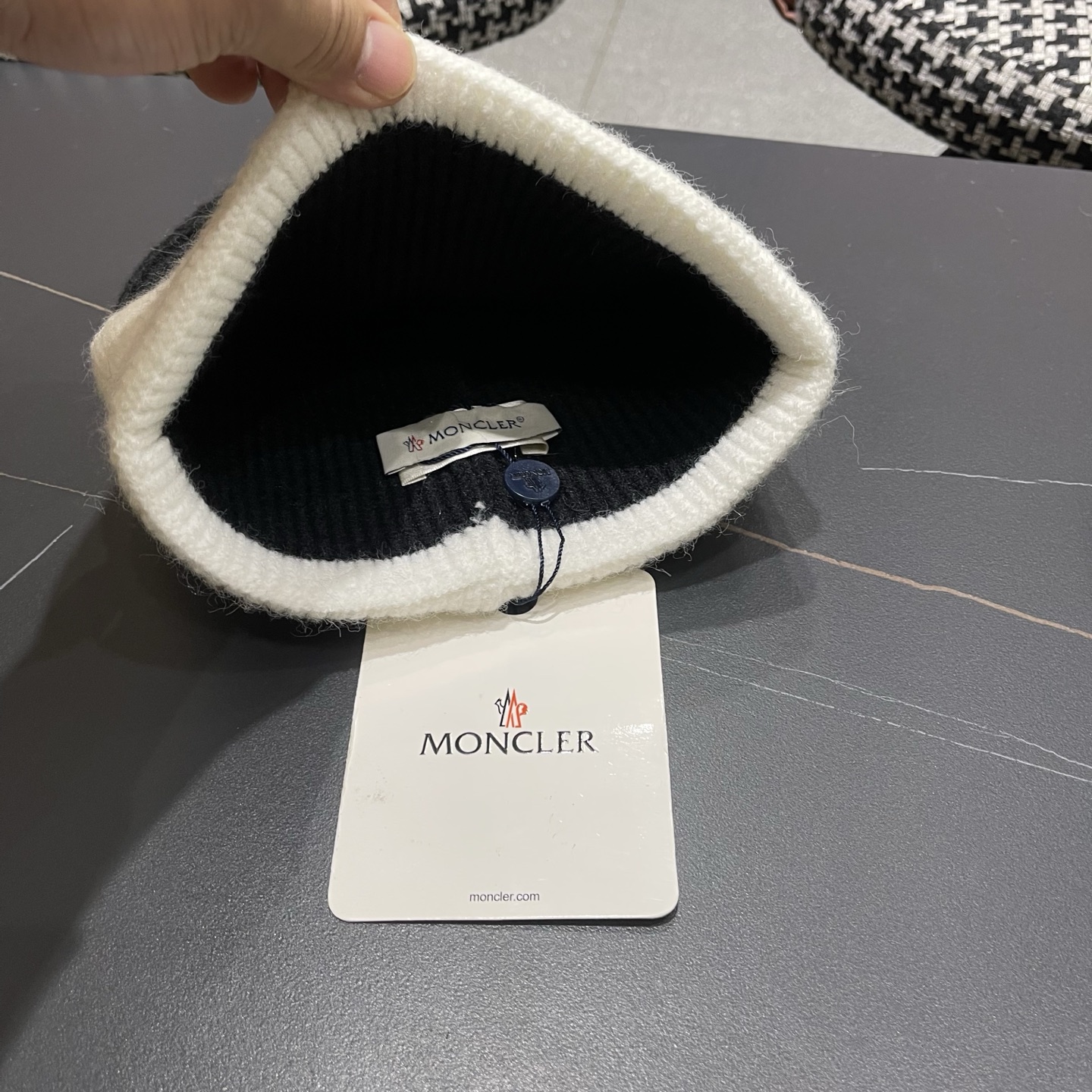 MONCLER（蒙口） 2026新款韩版拼色毛线帽女时尚百搭男女套头帽保暖针织帽子女冷帽