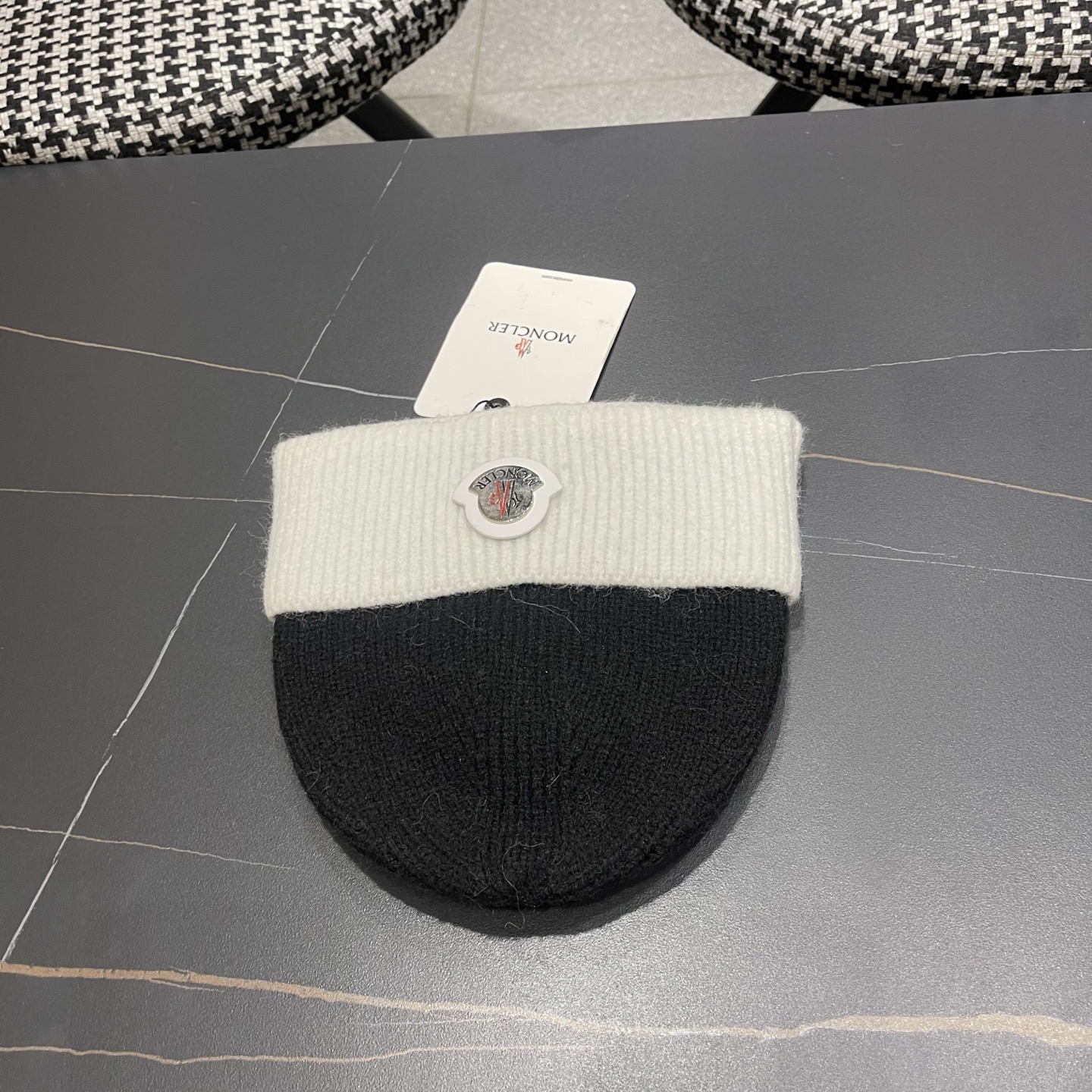 MONCLER（蒙口） 2026新款韩版拼色毛线帽女时尚百搭男女套头帽保暖针织帽子女冷帽