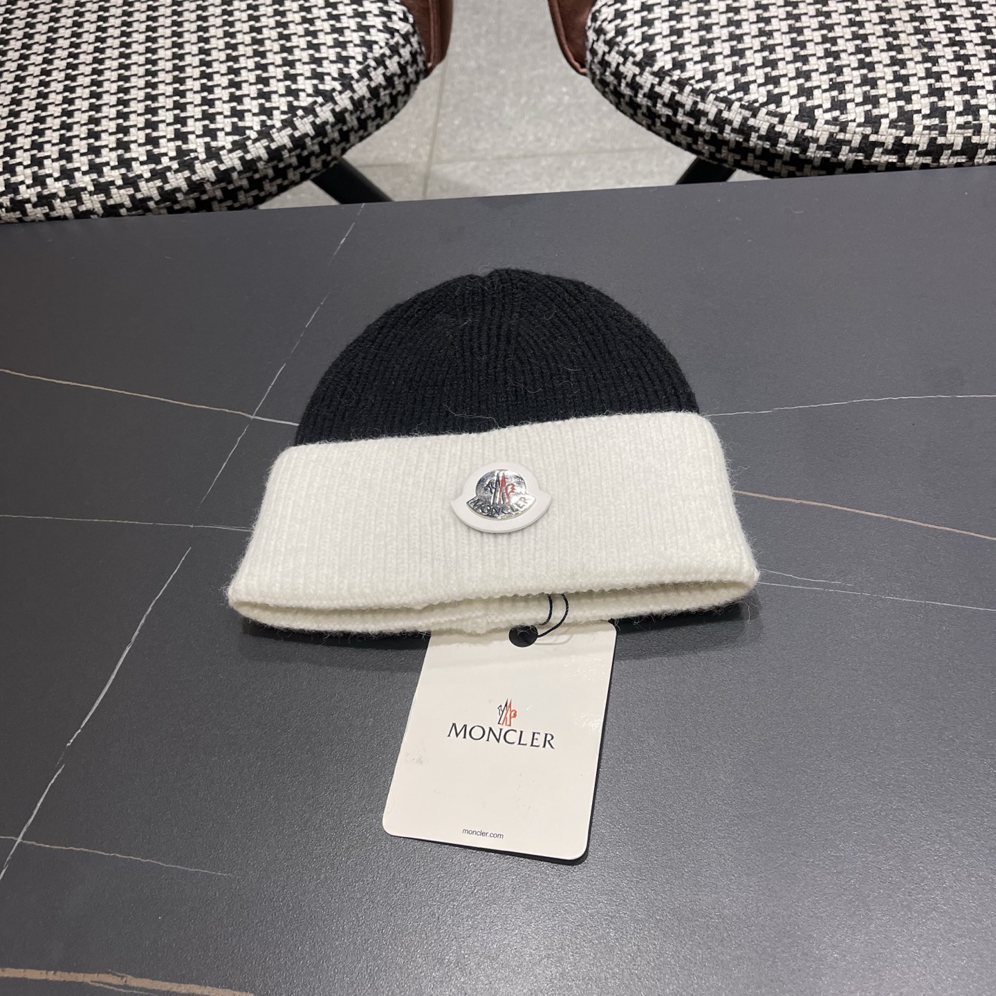 MONCLER（蒙口） 2026新款韩版拼色毛线帽女时尚百搭男女套头帽保暖针织帽子女冷帽