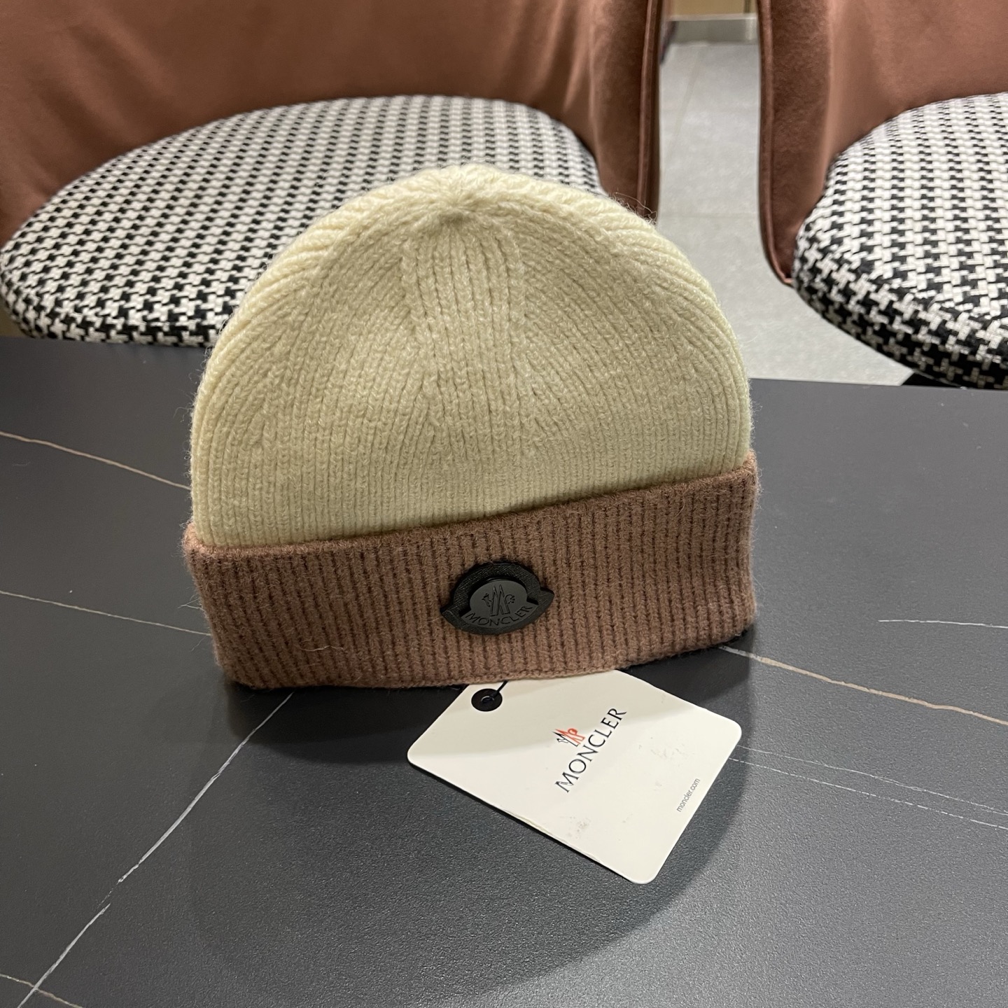 MONCLER（蒙口） 2026新款韩版拼色毛线帽女时尚百搭男女套头帽保暖针织帽子女冷帽