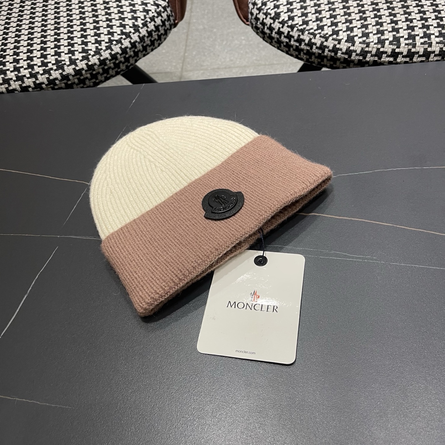 MONCLER（蒙口） 2026新款韩版拼色毛线帽女时尚百搭男女套头帽保暖针织帽子女冷帽