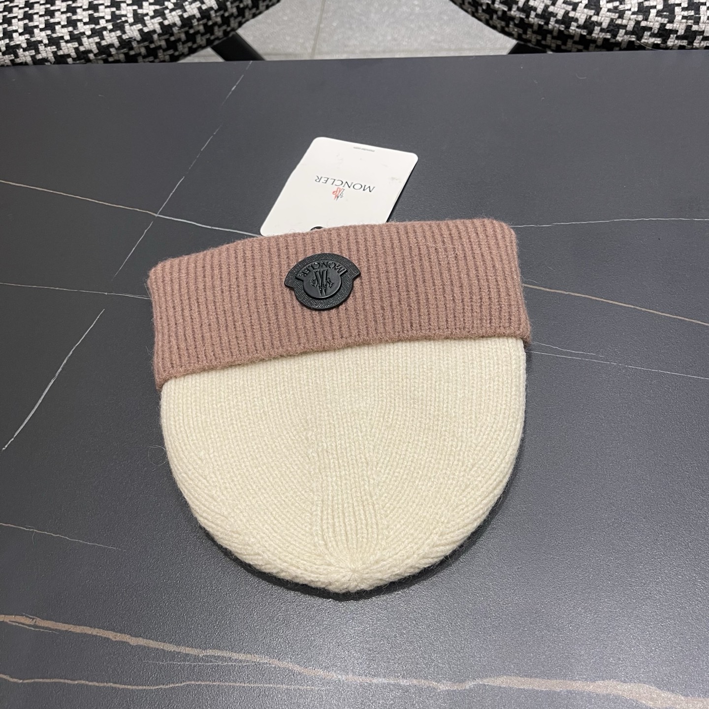 MONCLER（蒙口） 2026新款韩版拼色毛线帽女时尚百搭男女套头帽保暖针织帽子女冷帽