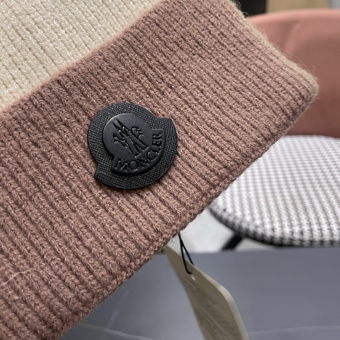 MONCLER（蒙口） 2026新款韩版拼色毛线帽女时尚百搭男女套头帽保暖针织帽子女冷帽