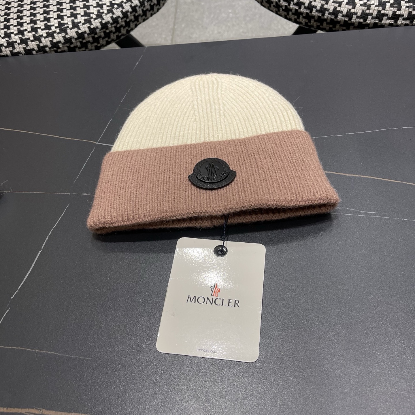 MONCLER（蒙口） 2026新款韩版拼色毛线帽女时尚百搭男女套头帽保暖针织帽子女冷帽