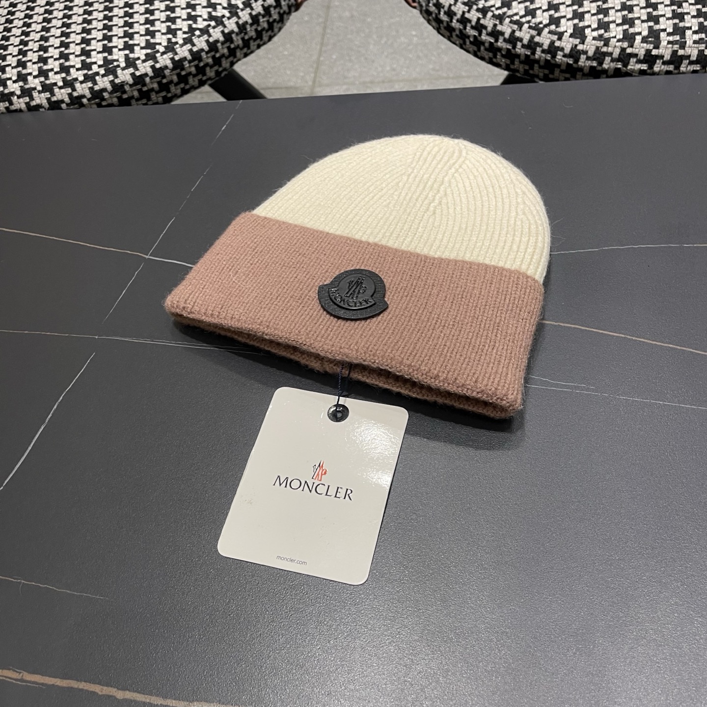 MONCLER（蒙口） 2026新款韩版拼色毛线帽女时尚百搭男女套头帽保暖针织帽子女冷帽