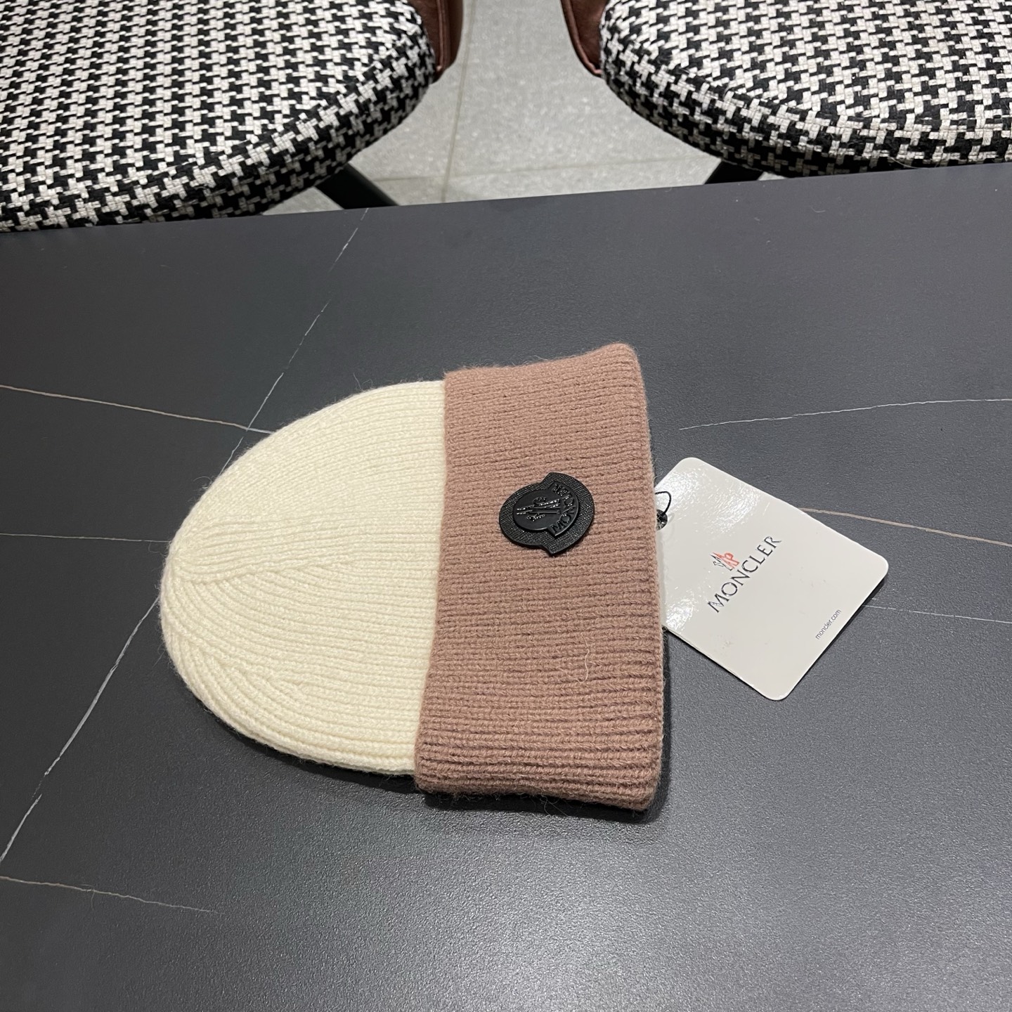 MONCLER（蒙口） 2026新款韩版拼色毛线帽女时尚百搭男女套头帽保暖针织帽子女冷帽