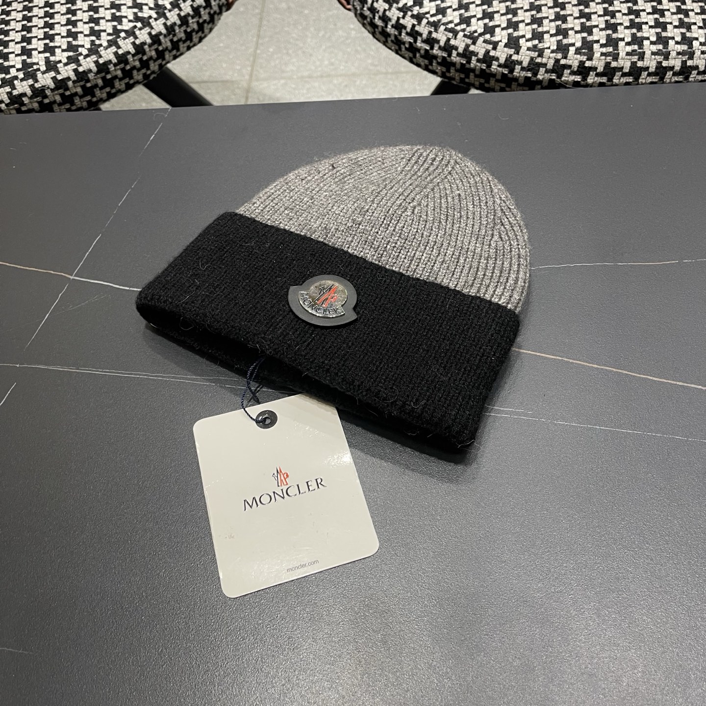 MONCLER（蒙口） 2026新款韩版拼色毛线帽女时尚百搭男女套头帽保暖针织帽子女冷帽