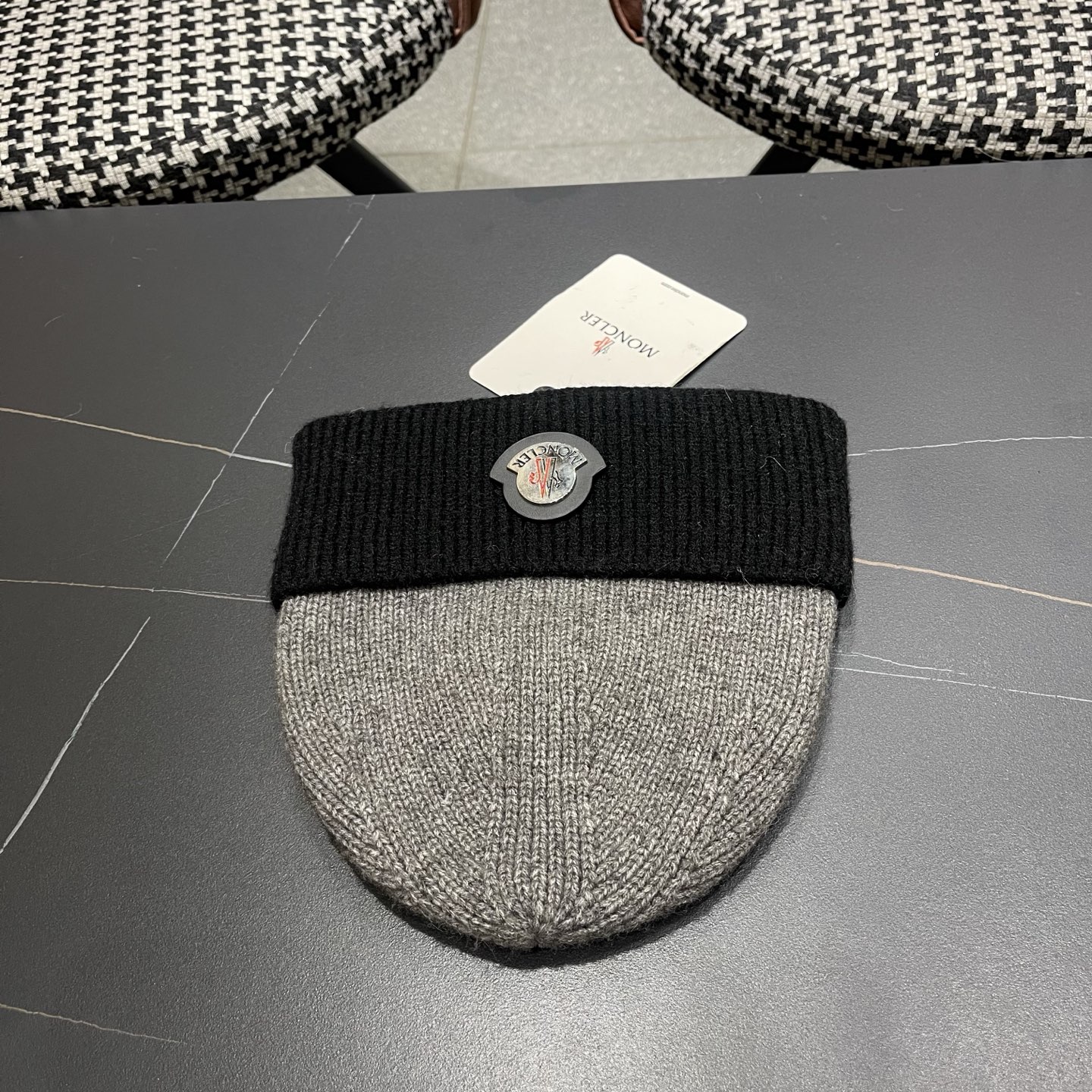 MONCLER（蒙口） 2026新款韩版拼色毛线帽女时尚百搭男女套头帽保暖针织帽子女冷帽