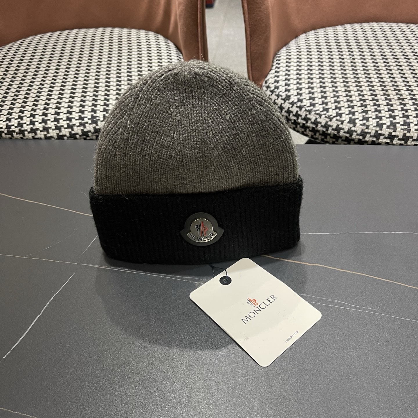 MONCLER（蒙口） 2026新款韩版拼色毛线帽女时尚百搭男女套头帽保暖针织帽子女冷帽